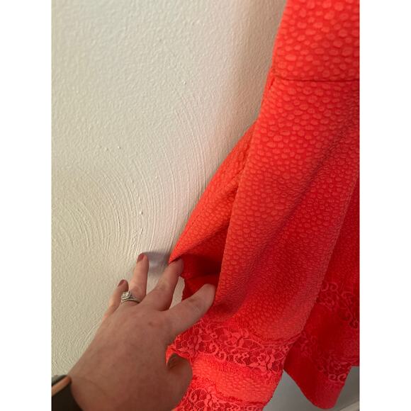 EXPRESS Coral Pebbled Sleeveless Racerback A-Line Front Zipper Dress Size 10 - Picture 8 of 11